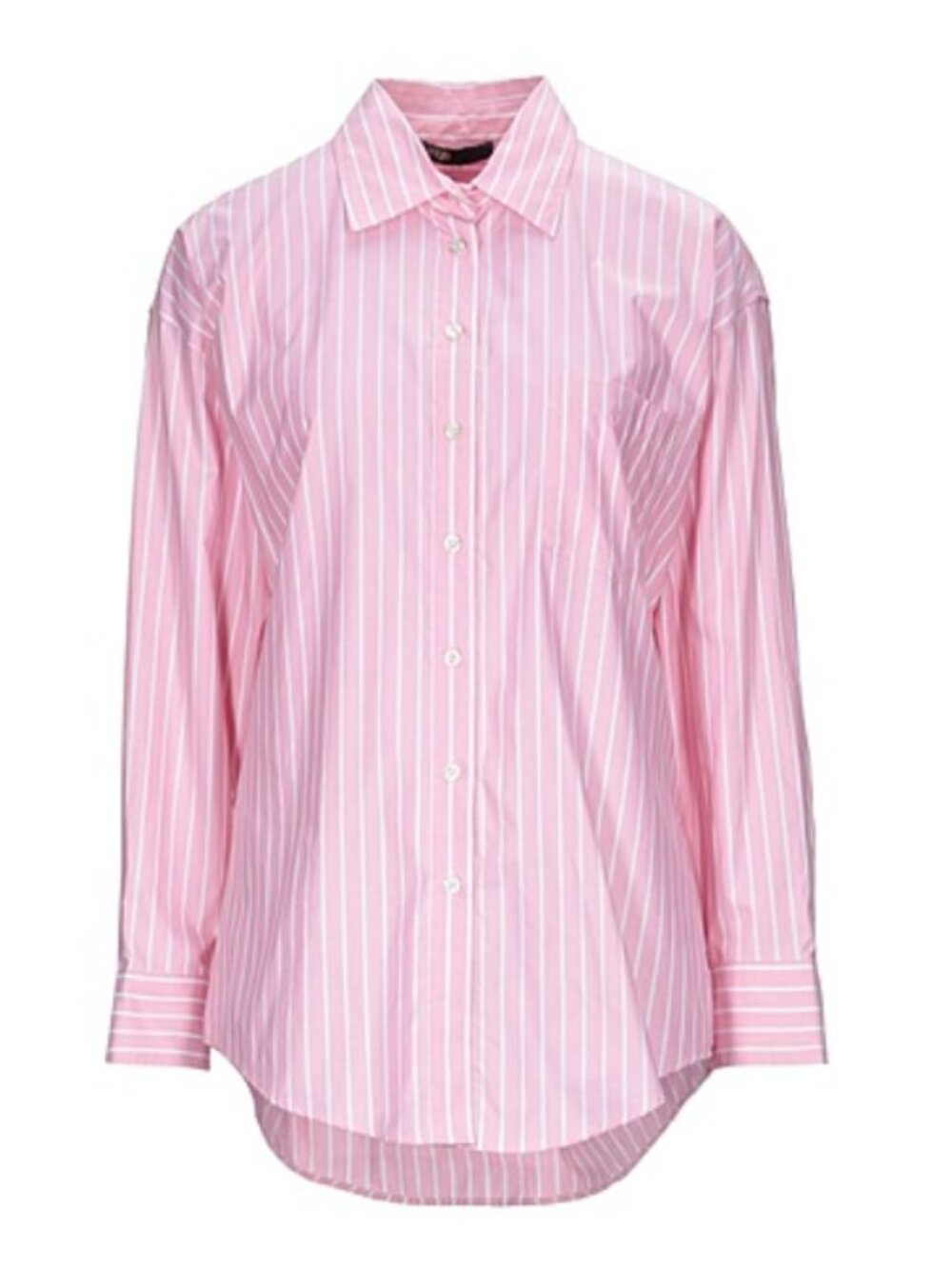 MAJE STRIPED BUTTON DOWN SHIRT IN PINK